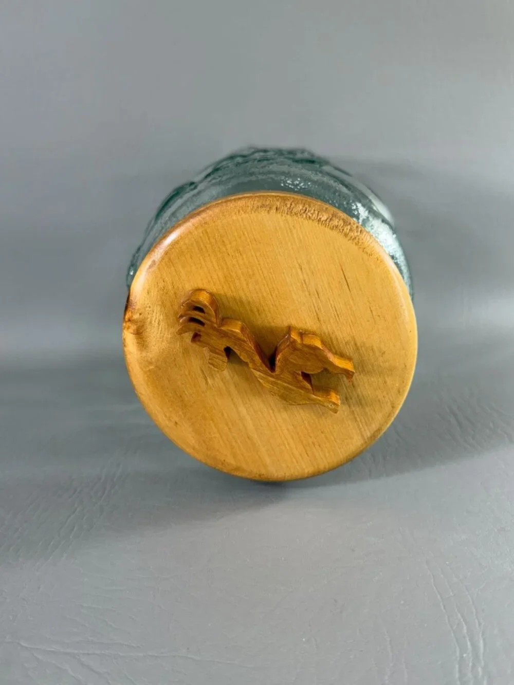 Vintage Libbey Glass Orchard Fruit Canister Jar Wooden Deer Stag Lid Storage